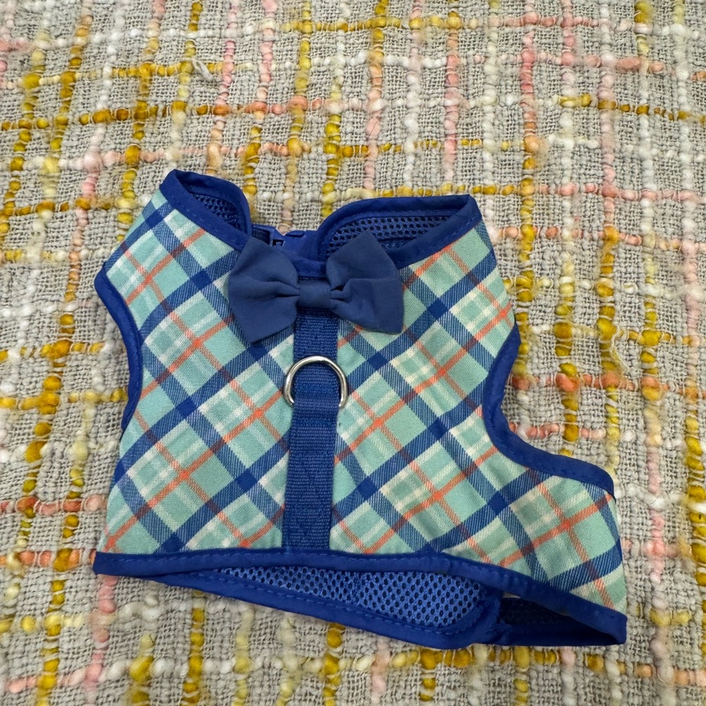 Plaid Dog Harness with Bow